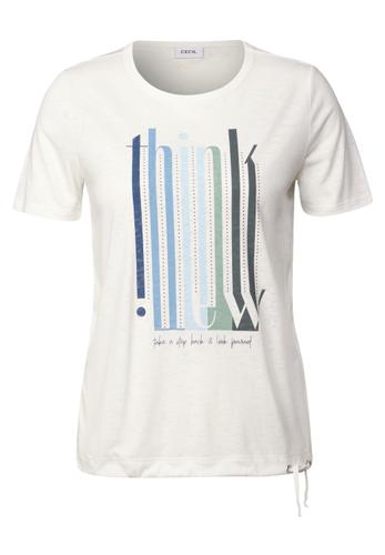 Ausbrenner-Shirt mit Wording XL - Vanilla White
