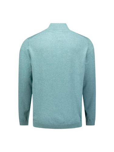 Pullover SU Collar Half Zip 2 Coloured Melange XXL Regular Fit - Arctic Blue