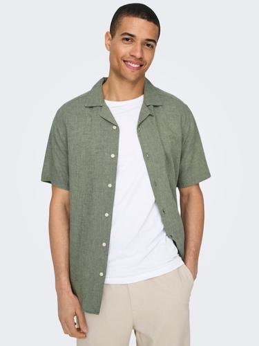 ONSCAIDEN LIFE SS SOL RES LINENBLENDNOOS S Slim Fit - Swamp