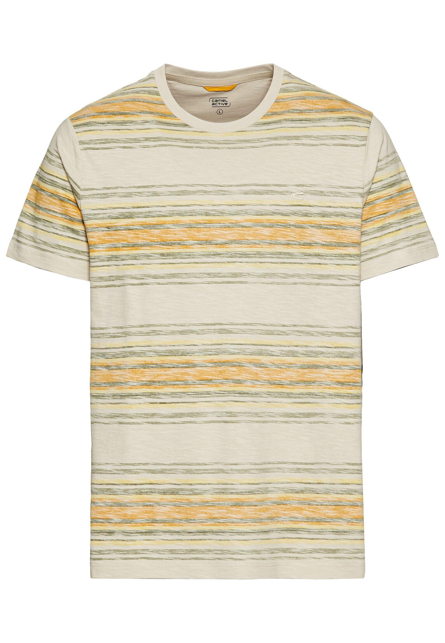 T-Shirt mit Streifenmuster aus Baumwolle Gelb XXL