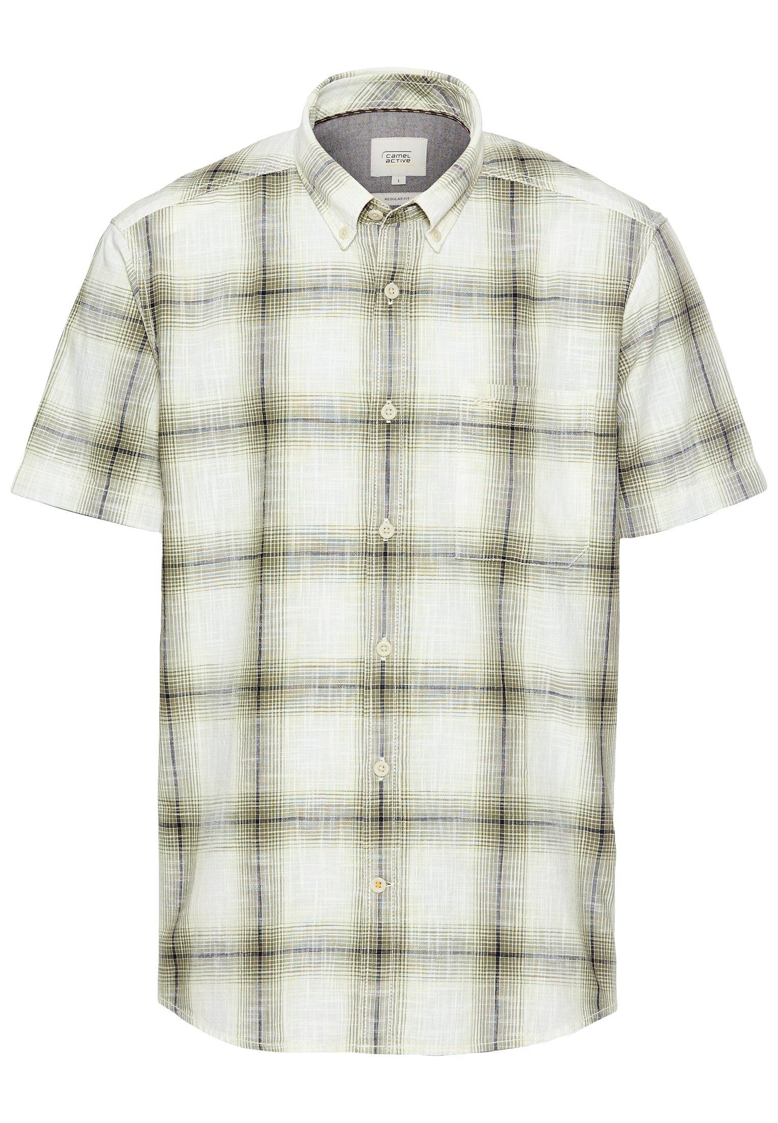 Kariertes Kurzarmhemd aus reiner Baumwolle M Regular Fit - Pale Mint
