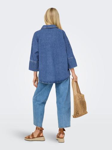 ONLGRACE 3/4 DNM SHIRT CRO NOOS S Locker geschnitten - Medium Blue Denim