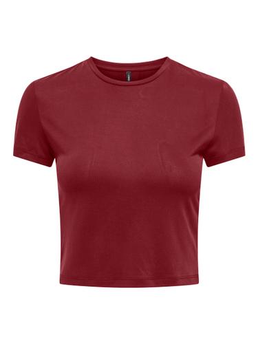 ONLHANNAH S/S O-NECK SHORT TOP JRS XS Normal geschnitten - Ruby Wine