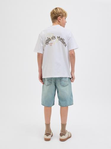 JORPAROS ELEMENT BACK TEE SS CREW JNR 152 Locker geschnitten - Bright White