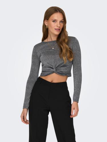 ONLKETTY L/S SHINE TWIST TOP CS JRS M Normal geschnitten - Dark Grey Melange