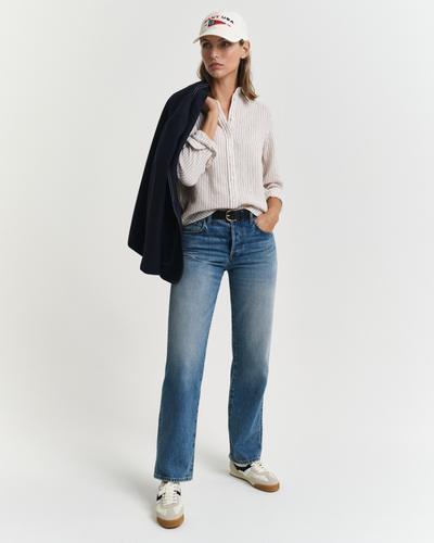 Regular Fit Leinenbluse mit Streifen 36 - Dry Sand