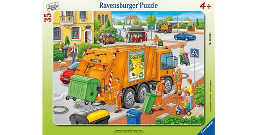 Ravensburger Puzzle - Rahmenpuzzle - Müllabfuhr, 35 Teile