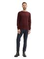 Basic Strickpullover mit Rundhalsausschnitt XXL Regular Fit - Burgundy Red Navy Multicolor