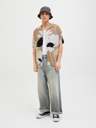 JJJEFF MONOCHROME RESORT SHIRT SS S Locker geschnitten - Coriander