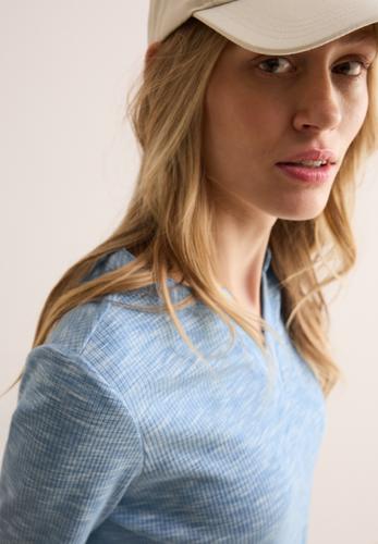 Shirt mit Rippstruktur L - Light Blue Melange