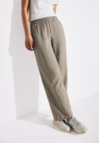 Wide Leg Musselin Hose 34/30 - Cool Ivory