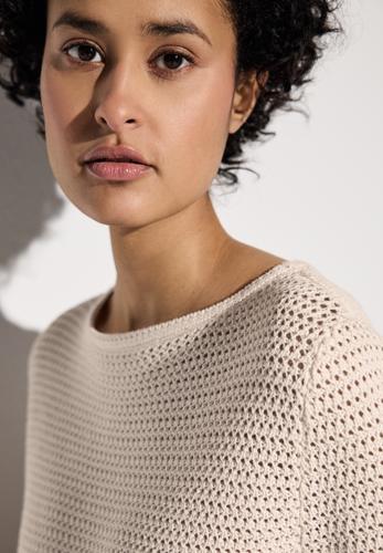Pullover mit Lochmuster 42 - Lucid White