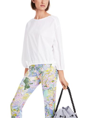 Lässige Baumwollbluse "Rethink Together" Weiß 40