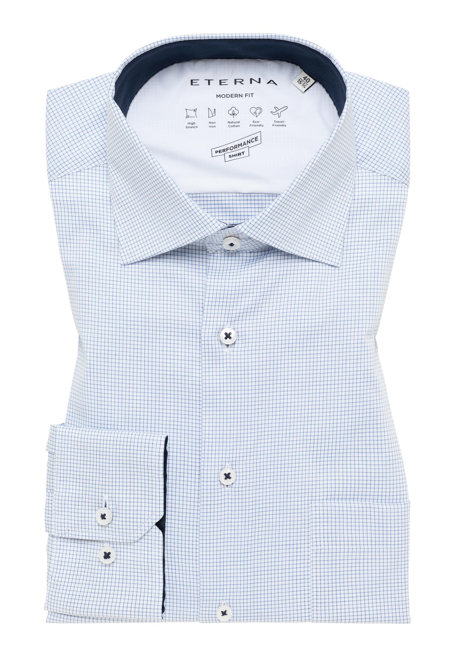 Performance Shirt Twill-Stretch Langarm 39/Langarm - 65cm MODERN FIT - Mittelblau