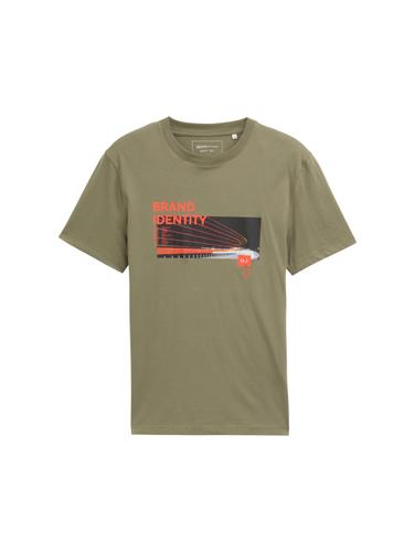 T-Shirt mit Foto-Print M Regular Fit - Tree Moss Green