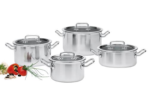 Topf-Set mit Glasdeckel BRIGADE BASIC 4-teilig
