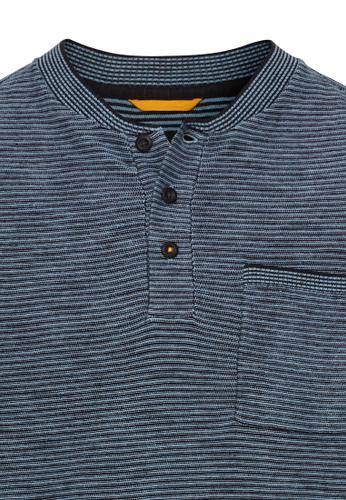 Henley Langarmshirt aus einem Baumwollmix Blau XXL