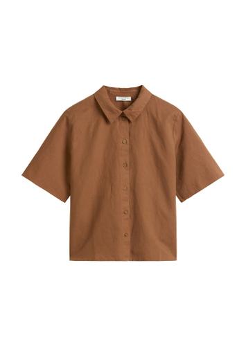 Kurzarm-Bluse relaxed XL Relaxed Fit - Melted Chocolate