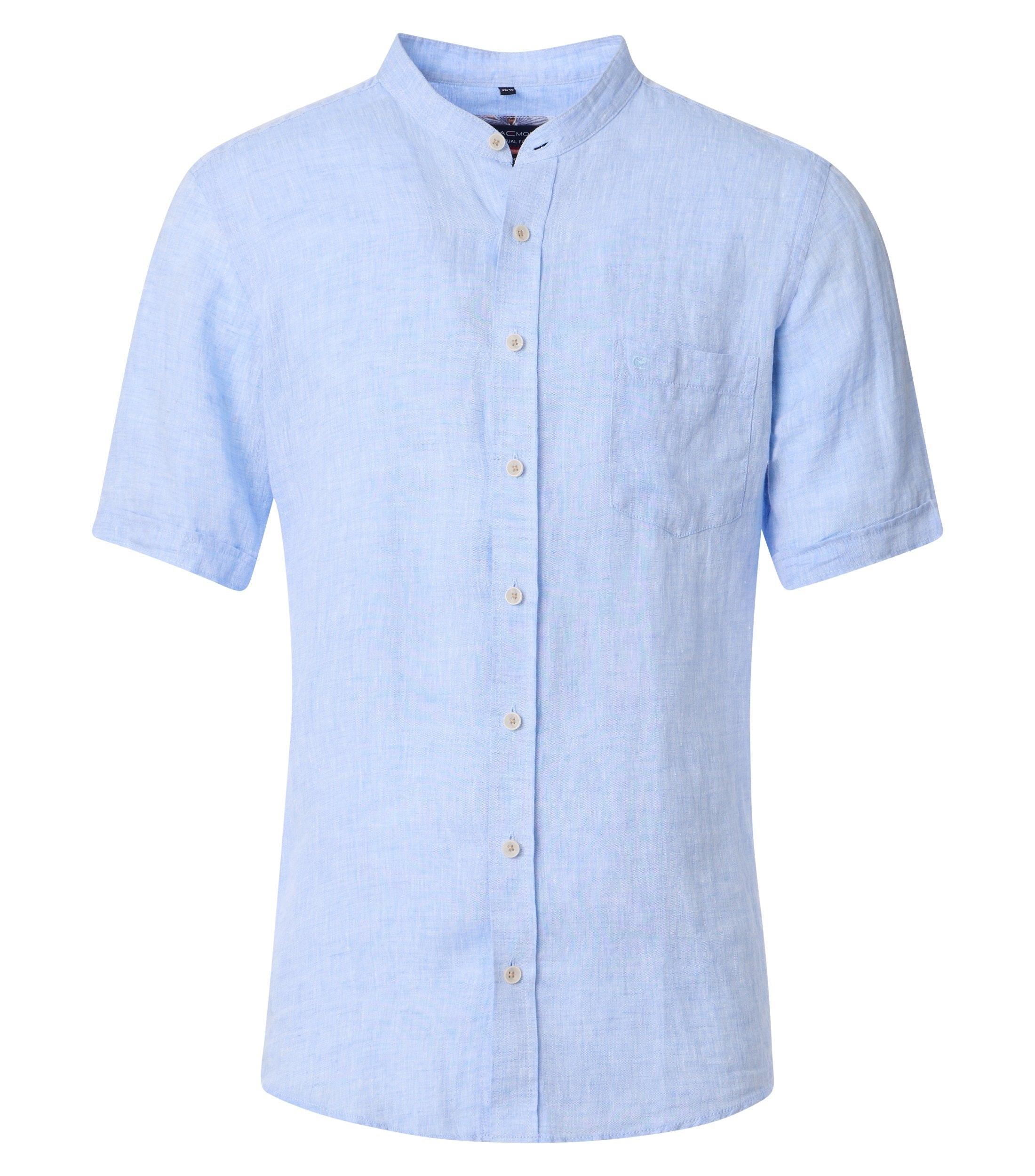 Leinenhemd M Casual Fit Short - Blau