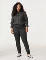 5-Pocket Jeans mit Ziersteinen Betty 54 Körpernahe Passform - Raw Black Denim
