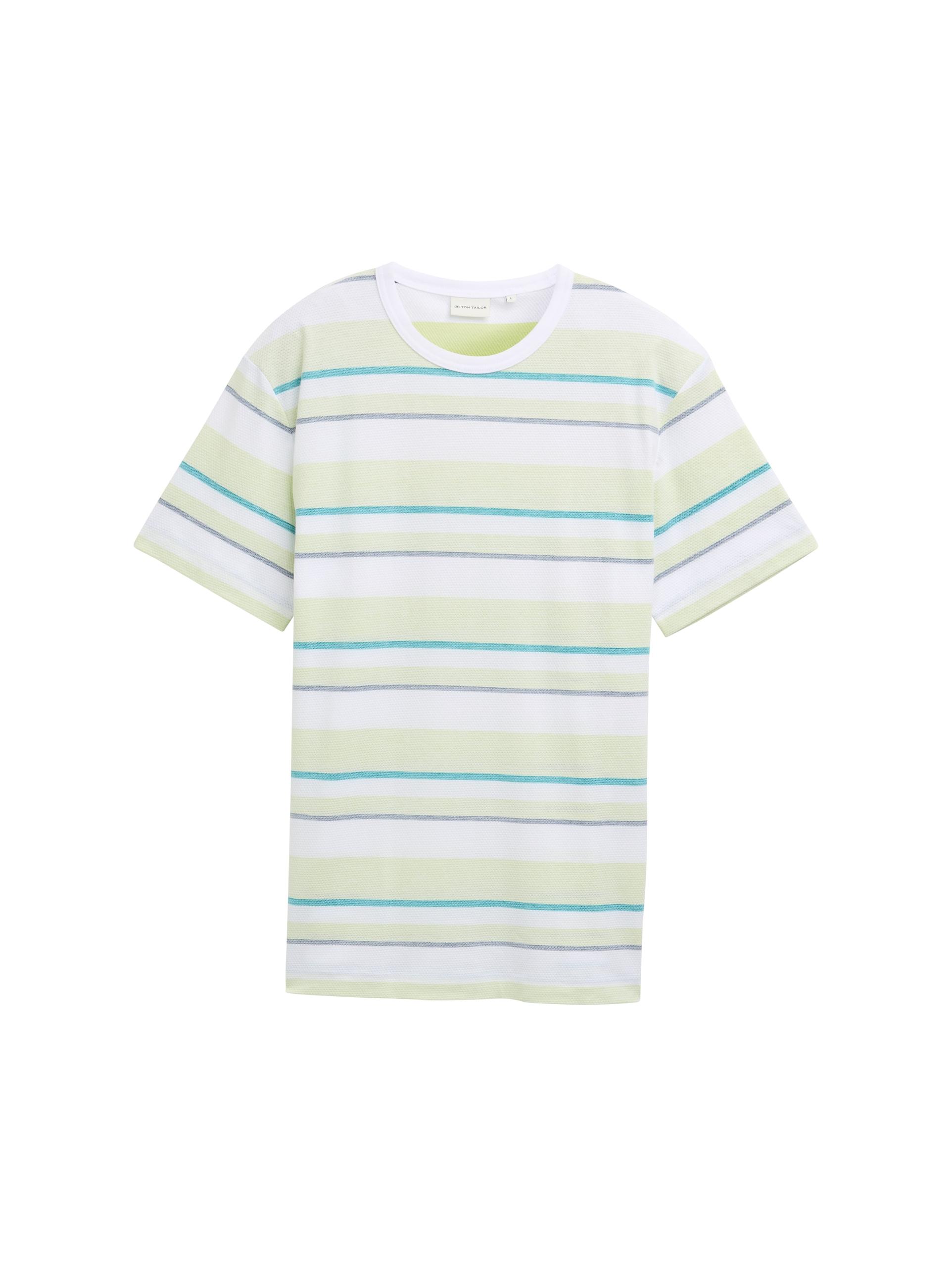 T-Shirt im Streifenmuster XXL Regular Fit - White Lime Multi Color Stripe