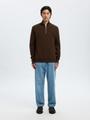 SLHDANE LS KNIT STRUCTURE HALF ZIP NOOS L Normal geschnitten - Demitasse
