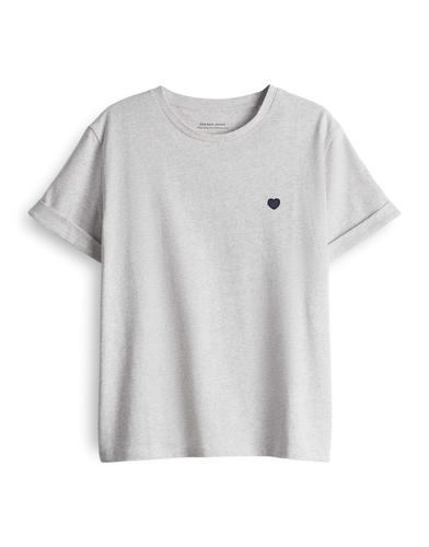 OPUS T-Shirt »Serz« mit kleiner Herz-Stickerei - Grau / 44