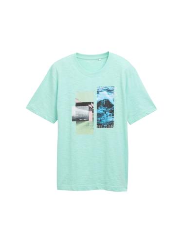 T-Shirt mit Foto-Print XXL Regular Fit - Bright Mint Green
