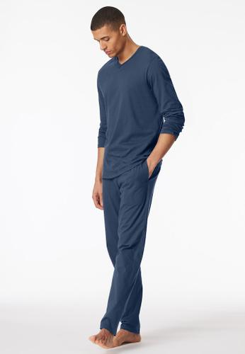 Langarmshirt V-Ausschnitt Blau 52