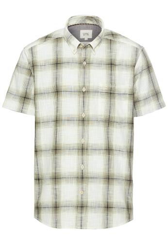 Kariertes Kurzarmhemd aus reiner Baumwolle 3XL Regular Fit - Pale Mint