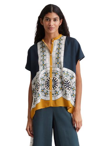 Ärmellose Print-Bluse relaxed 38 Relaxed Fit - Multi/muted Blue