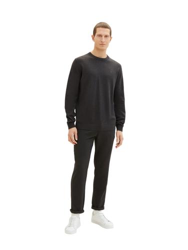 Strickpullover aus Baumwolle XXL Regular Fit - Black Grey Melange