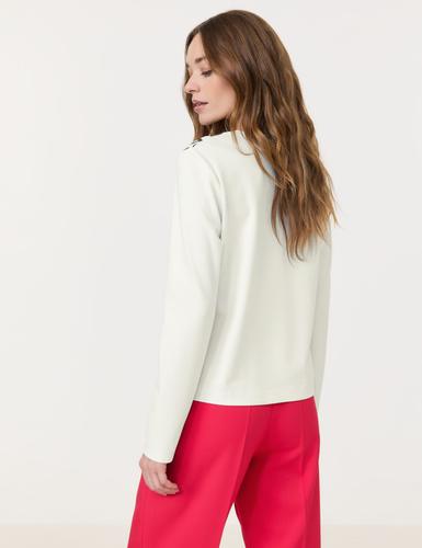 Langarmshirt mit Print 46 Figurumspielend - Offwhite Gemustert