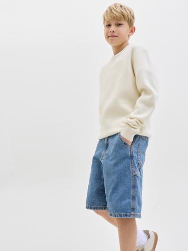 JJITONY JJCARPENTER SHORTS SQ 735 JNR 140 Locker geschnitten - Blue Denim