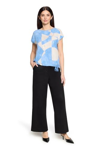 Patchwork-Shirt L Lässig - Blau/Weiß