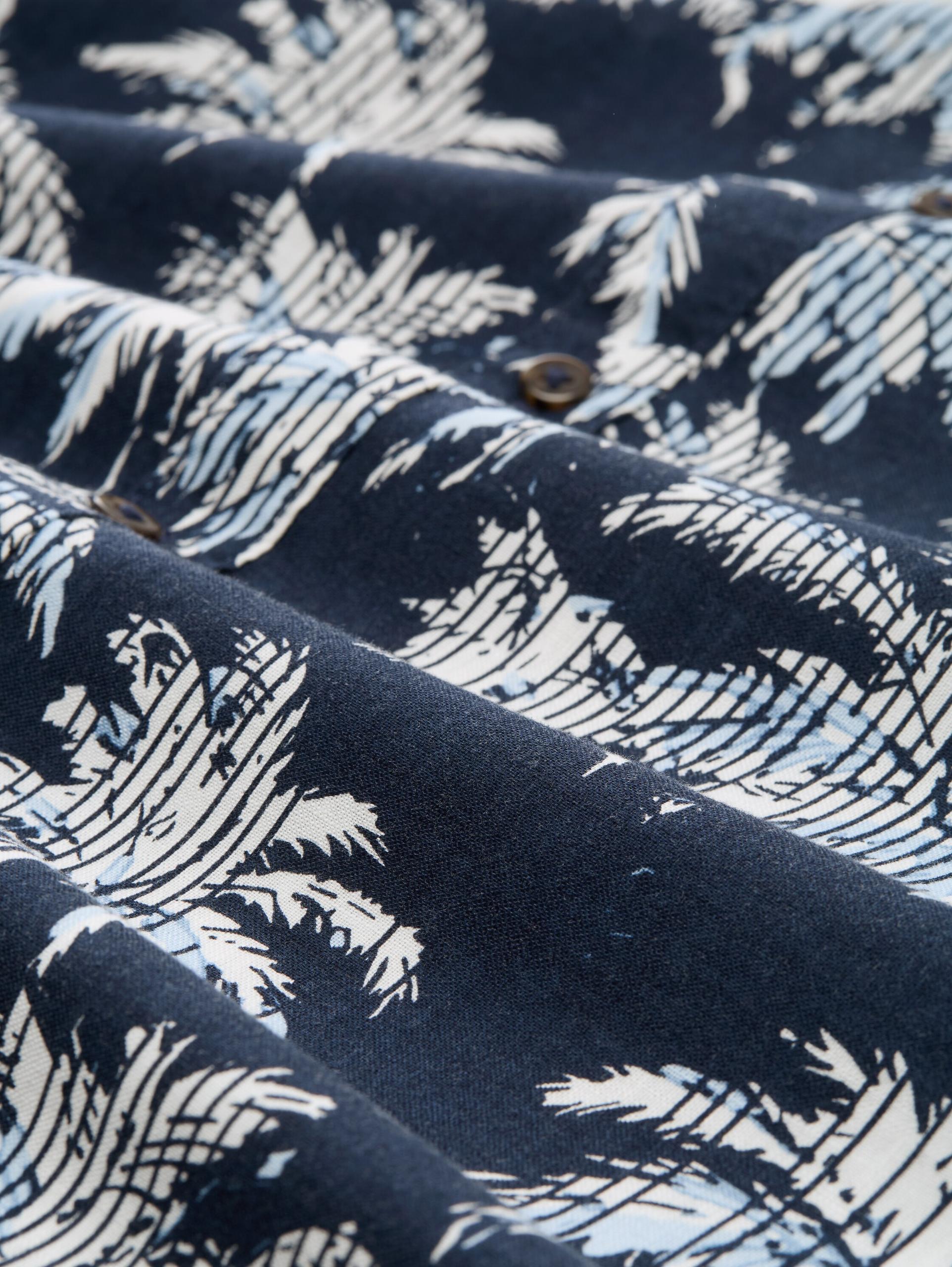 Regular Fit Kurzarmhemd mit Palmen-Print XXL Regular Fit - Navy Blue Stripe Palm Design