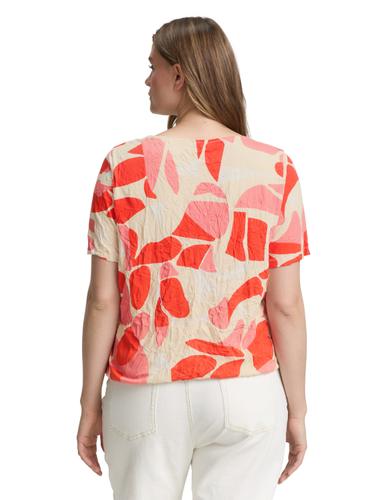 Plus Size - Crinkle T-Shirt mit Muster 48 Regular Fit - Red Dots And Shapes Design