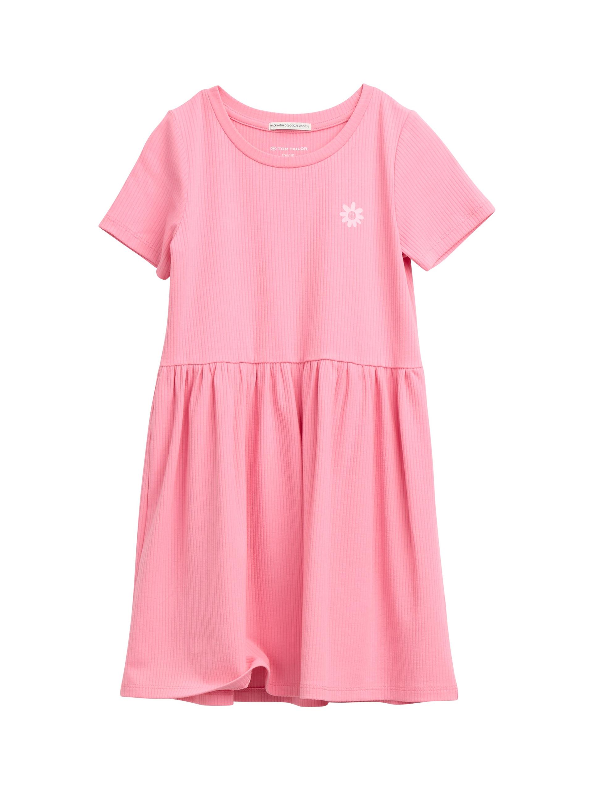 Mini-Kleid mit Rippstruktur 92/98 A-Linie - Sunrise Pink