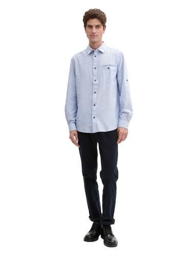 Regular Fit Hemd mit Turn-up-Funktion XXL Regular Fit - White Blue Fil A Fil Dobby
