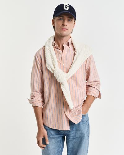 Regular Fit Classic Oxford-Hemd mit Streifen L - Orange Bronze