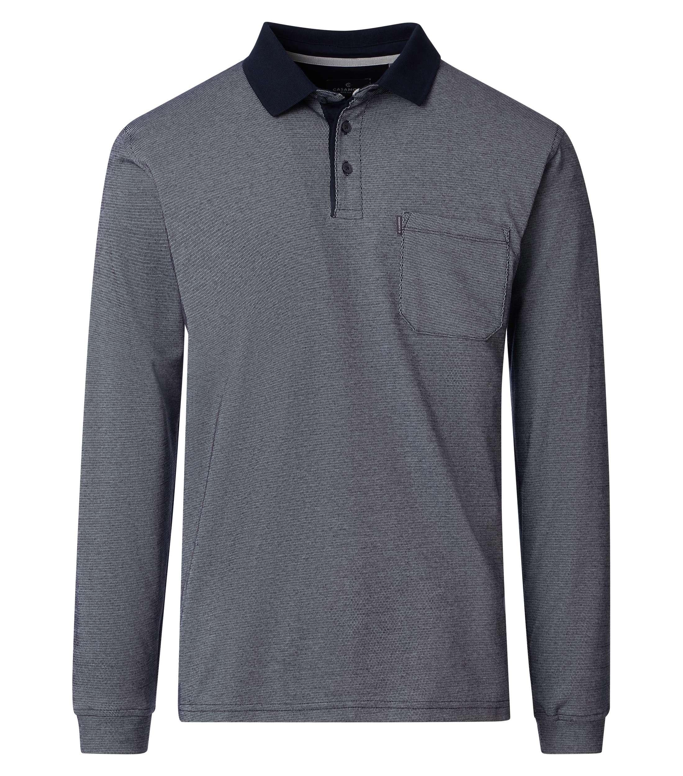 Polo-Shirt Langarm XXL Basic Circular Knit - Blau