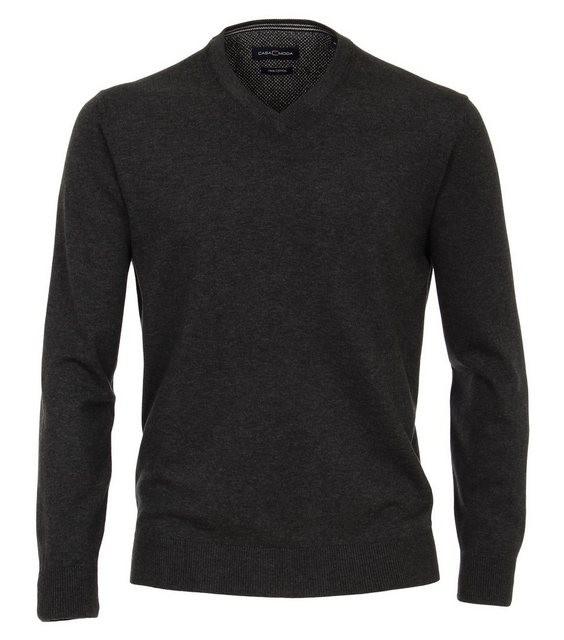 Pullover mit V-Ausschnitt uni 004430 L - Anthrazit