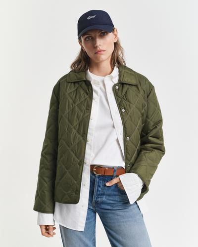 Steppjacke mit Kragen L - Moss Green