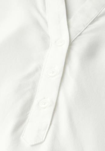 Kurzarmbluse in Unifarbe L - Vanilla White