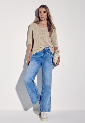 T-Shirt mit Glitzerdetails Beige 40