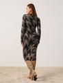 Jerseykleid mit Wickel-Effekt 38 Figurbetont - Wood Gemustert