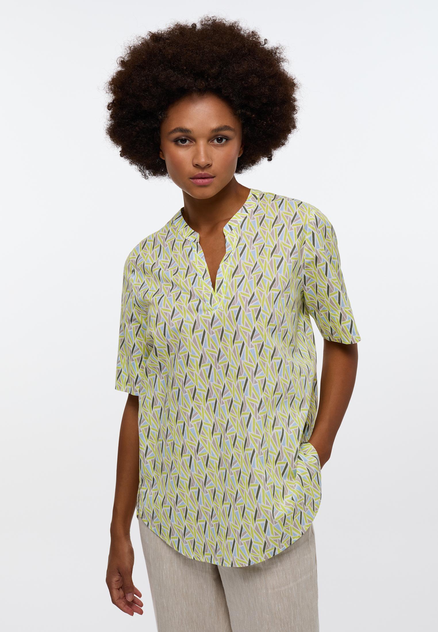 Bluse Leinwandgewebe Kurzarm 38/Kurzarm LOOSE FIT - Khaki