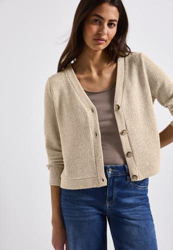 Glitzernde Strick-Look Jacke Beige 40