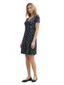 Kleid mit Raffungen 46 Regular Fit - Navy Green Dots