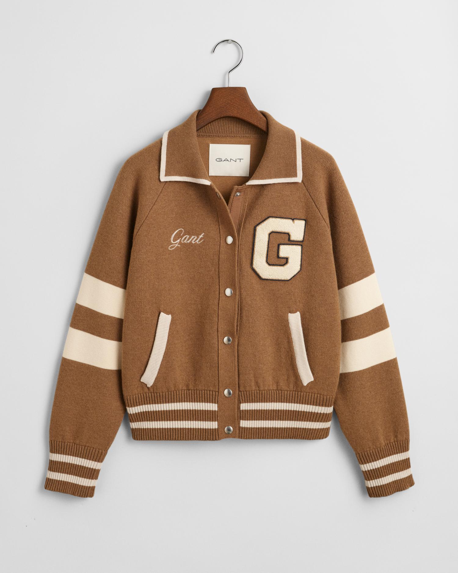 GANT Varsity Strickjacke M - Warm Khaki